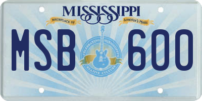 MS license plate MSB600