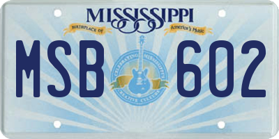 MS license plate MSB602