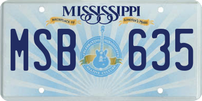 MS license plate MSB635