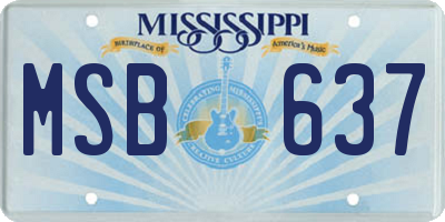 MS license plate MSB637