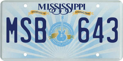 MS license plate MSB643