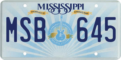 MS license plate MSB645