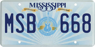 MS license plate MSB668