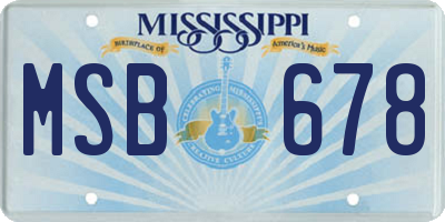 MS license plate MSB678