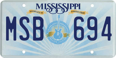MS license plate MSB694