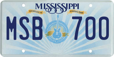 MS license plate MSB700