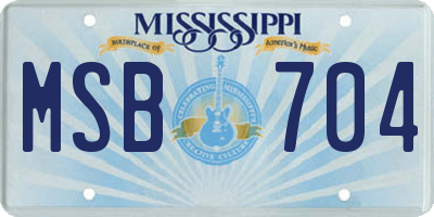 MS license plate MSB704