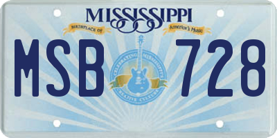 MS license plate MSB728