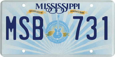 MS license plate MSB731