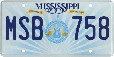 MS license plate MSB758