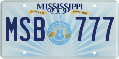 MS license plate MSB777
