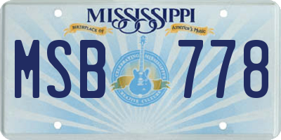 MS license plate MSB778