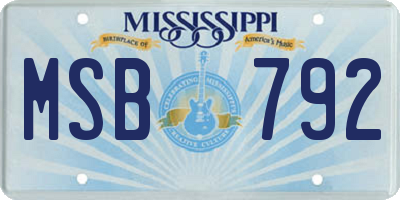 MS license plate MSB792