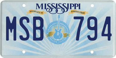 MS license plate MSB794