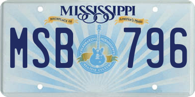 MS license plate MSB796