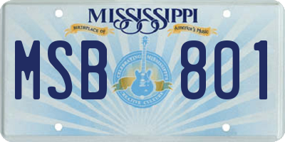 MS license plate MSB801