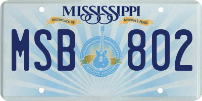 MS license plate MSB802