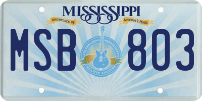 MS license plate MSB803