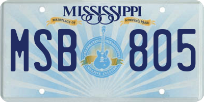 MS license plate MSB805