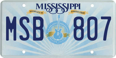 MS license plate MSB807