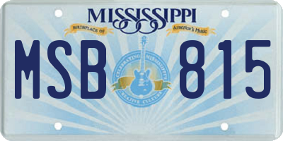 MS license plate MSB815