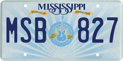MS license plate MSB827