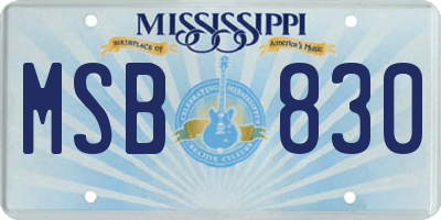 MS license plate MSB830