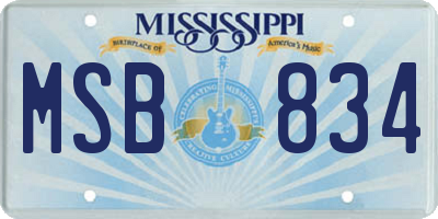 MS license plate MSB834