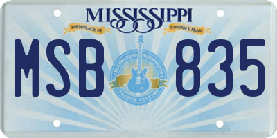 MS license plate MSB835