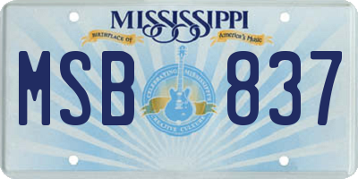 MS license plate MSB837