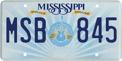MS license plate MSB845