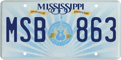 MS license plate MSB863