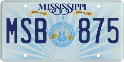 MS license plate MSB875