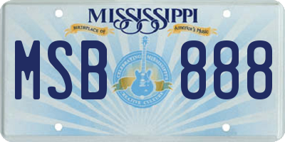 MS license plate MSB888
