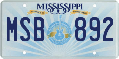 MS license plate MSB892