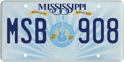 MS license plate MSB908