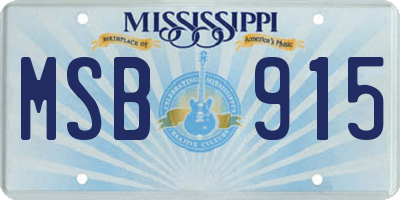 MS license plate MSB915