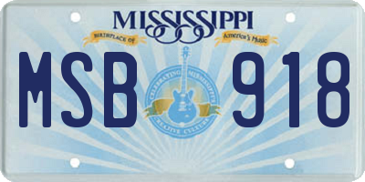 MS license plate MSB918