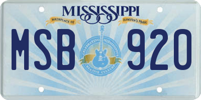 MS license plate MSB920