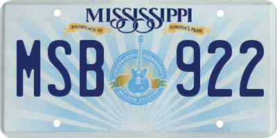 MS license plate MSB922