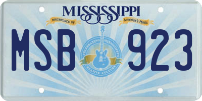MS license plate MSB923