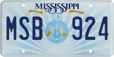 MS license plate MSB924