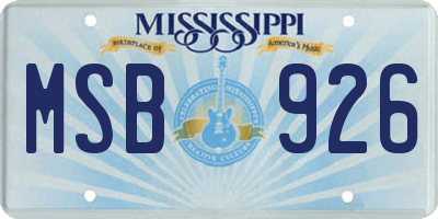 MS license plate MSB926