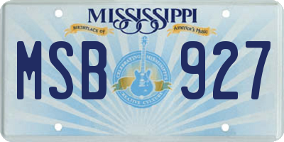 MS license plate MSB927