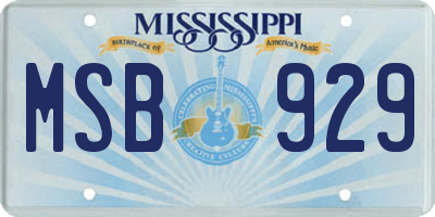 MS license plate MSB929