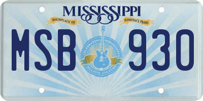 MS license plate MSB930