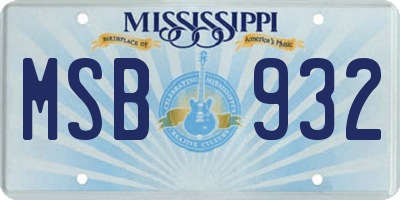 MS license plate MSB932