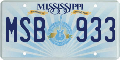 MS license plate MSB933