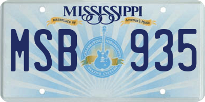 MS license plate MSB935