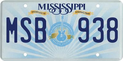 MS license plate MSB938